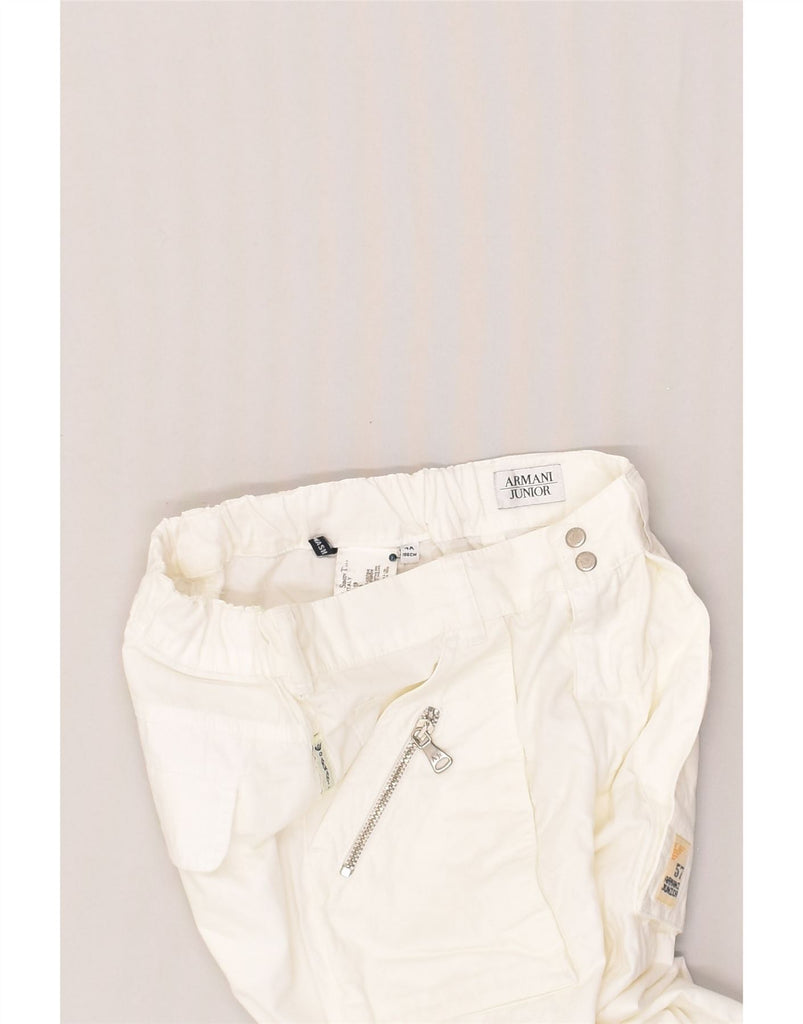 ARMANI JUNIOR Boys Straight Cargo Trousers 3-4 Years W24 L18  White Cotton | Vintage Armani Junior | Thrift | Second-Hand Armani Junior | Used Clothing | Messina Hembry 