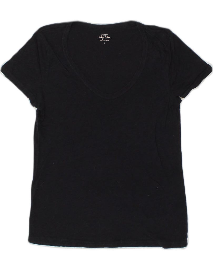 J. CREW Womens T-Shirt Top UK 14 Large Black Cotton | Vintage J. Crew | Thrift | Second-Hand J. Crew | Used Clothing | Messina Hembry 