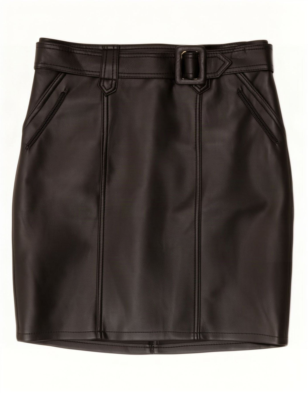 Vintage Womens Mini Leather Skirt Large W34 Black