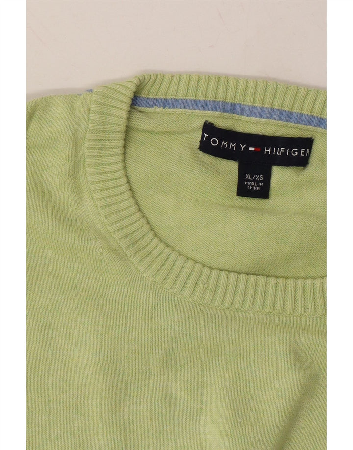 TOMMY HILFIGER Mens Crew Neck Jumper Sweater XL Green Cotton Vintage Tommy Hilfiger and Second-Hand Tommy Hilfiger from Messina Hembry 