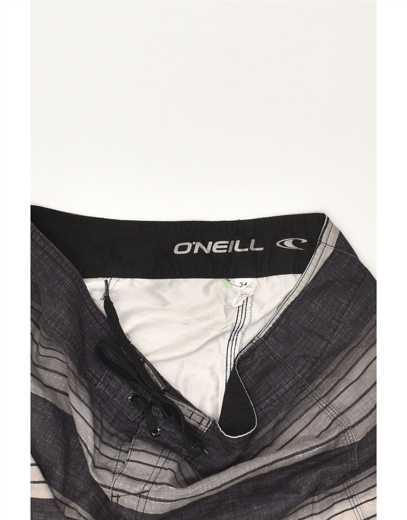 O'NEILL Mens Swimming Shorts W34 Large  Grey Striped Polyester | Vintage O'Neill | Thrift | Second-Hand O'Neill | Used Clothing | Messina Hembry 