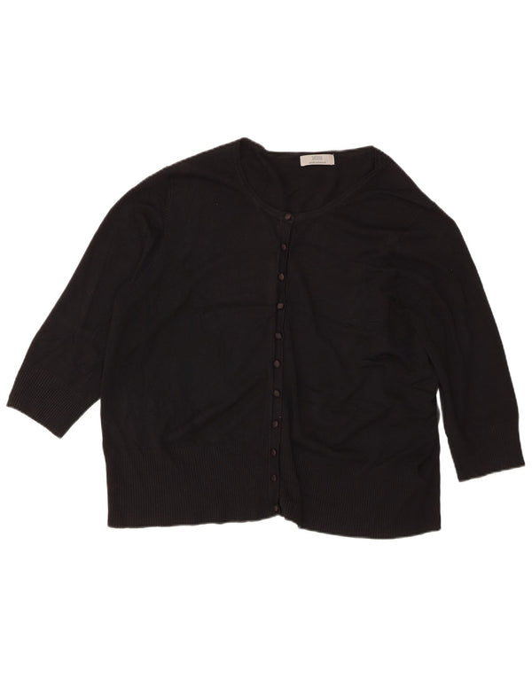 Marks & Spencer Womens 3/4 Sleeve Cardigan Sweater UK 22 3XL Black Viscose