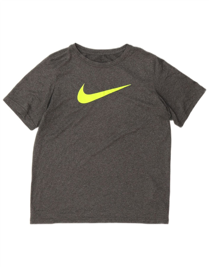 Nike Womens Dri Fit Graphic T-Shirt Top UK 18 XL Grey Polyester