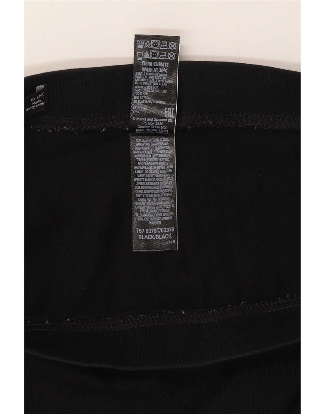 Marks & Spencer Womens Leggings UK 10 Small Black Cotton
