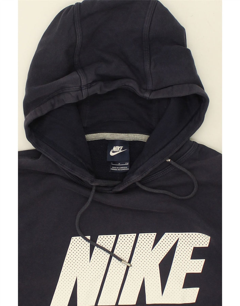 NIKE Mens Graphic Hoodie Jumper Small Navy Blue Cotton | Vintage Nike | Thrift | Second-Hand Nike | Used Clothing | Messina Hembry 