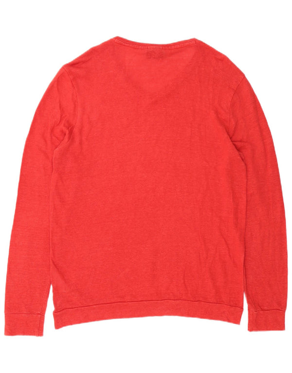 Hugo Boss Mens Slim Fit Sweatshirt Jumper Large Red Linen