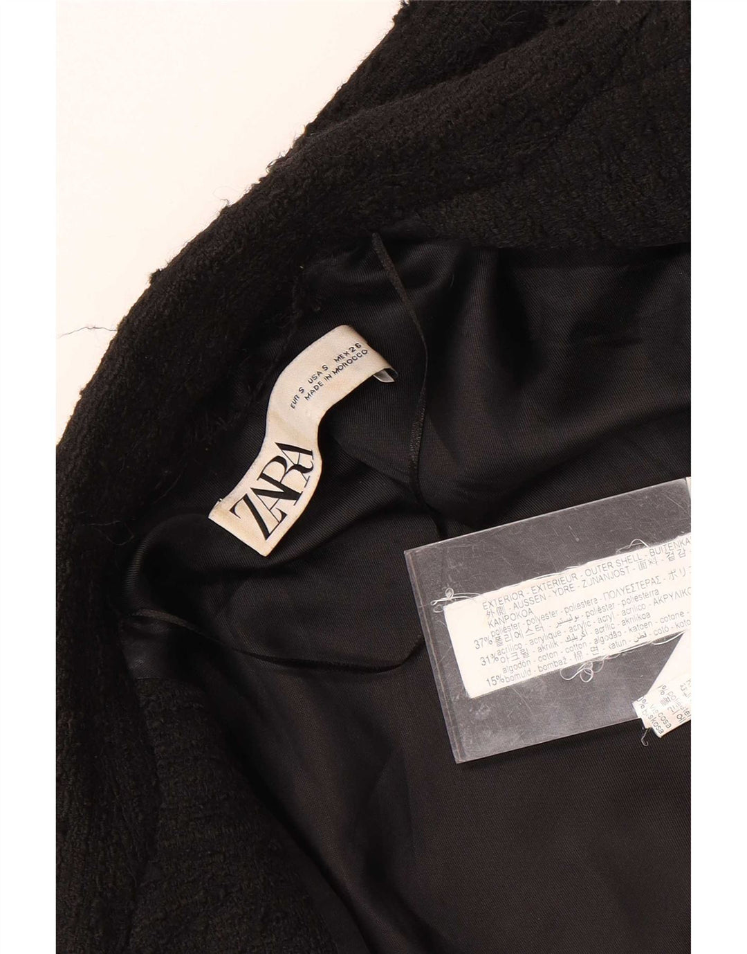 Zara Mens Double Breasted Blazer Jacket UK 36 Small Black Flecked Polyester
