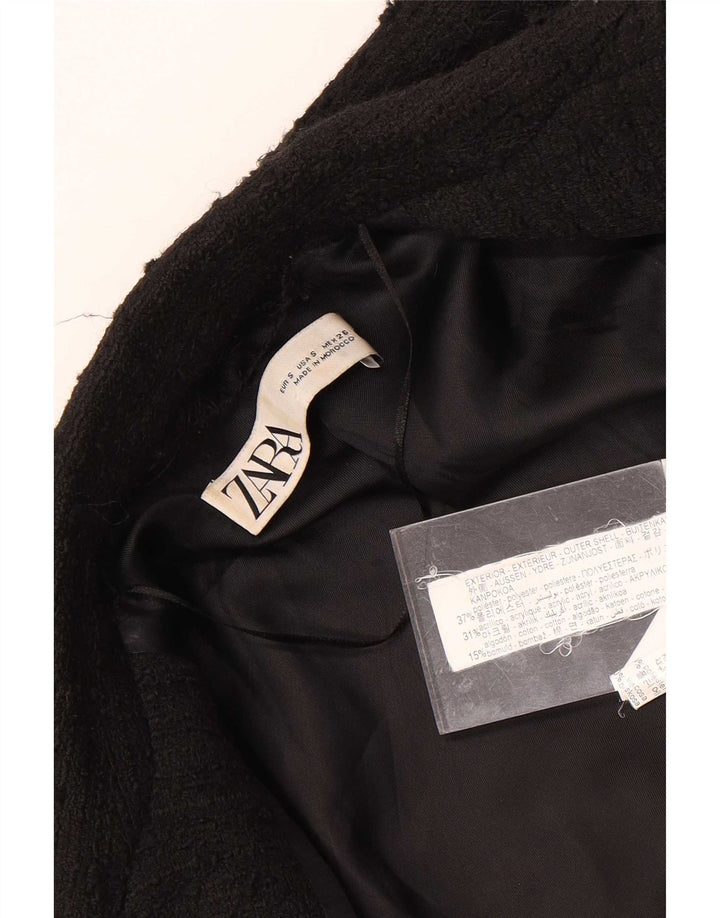 Zara Mens Double Breasted Blazer Jacket UK 36 Small Black Flecked Polyester