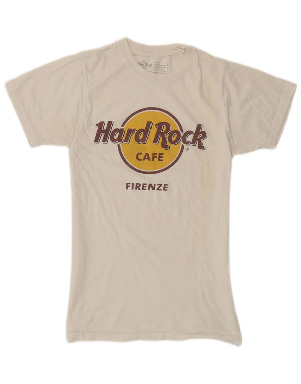 Hard Rock Womens Firenze Graphic T-Shirt Top UK 6 XS White Cotton