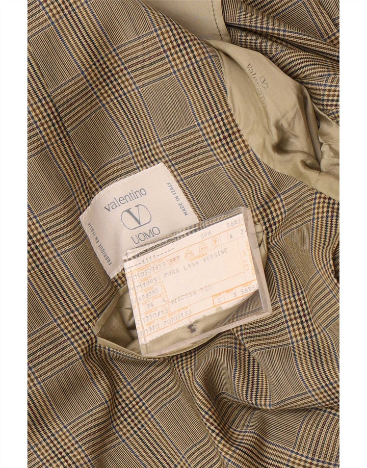Valentino Mens 2 Button Blazer Jacket IT 56 3XL Beige Houndstooth