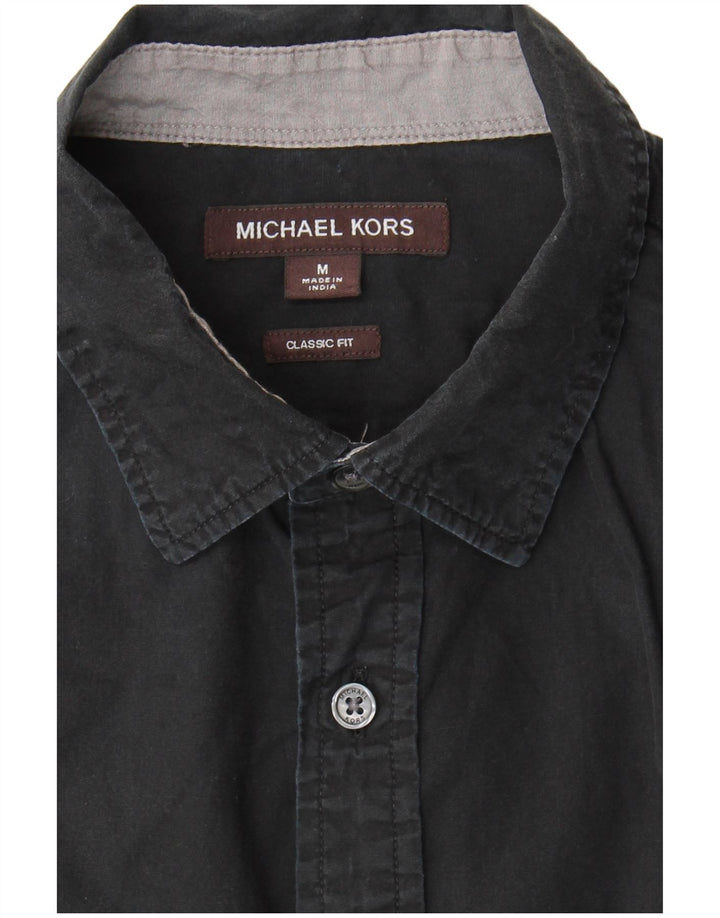 Michael Kors Mens Classic Fit Short Sleeve Shirt Medium Black