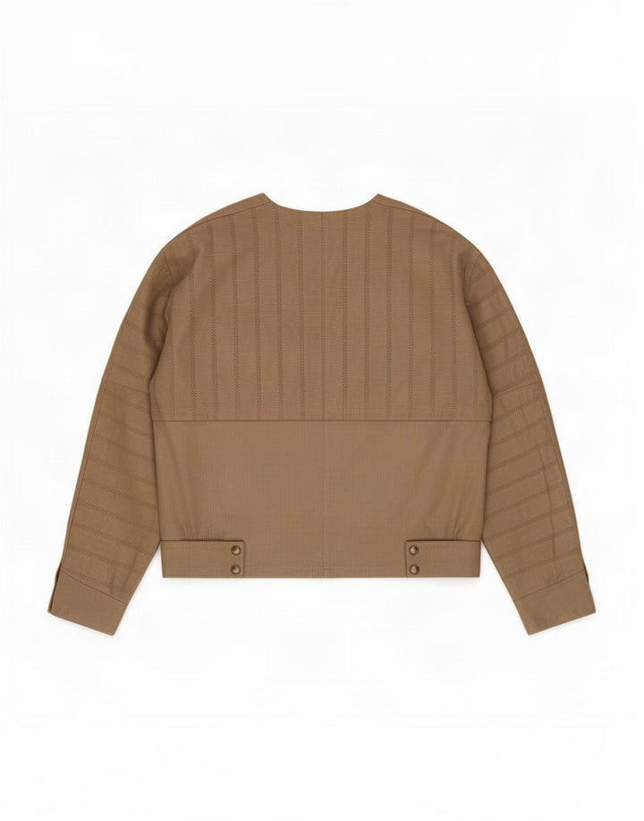 Mabrun Womens Suede Jacket IT 44 Medium Beige Striped Leather
