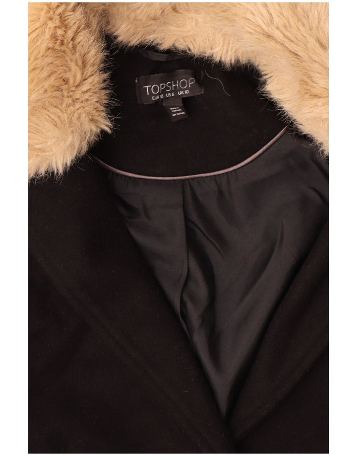 Topshop Womens Oversized Overcoat UK 10 Small Black Polyester