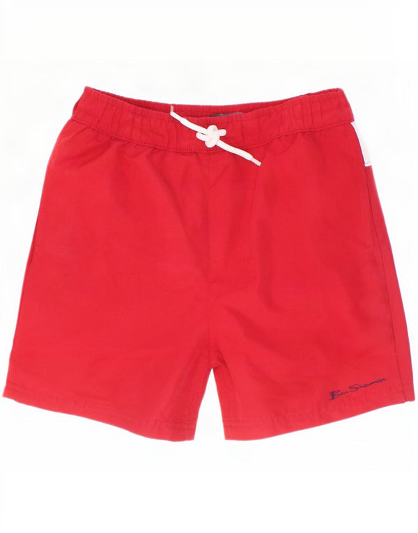 Ben Sherman Boys Graphic Swimming Shorts 7-8 Years Red Colourblock