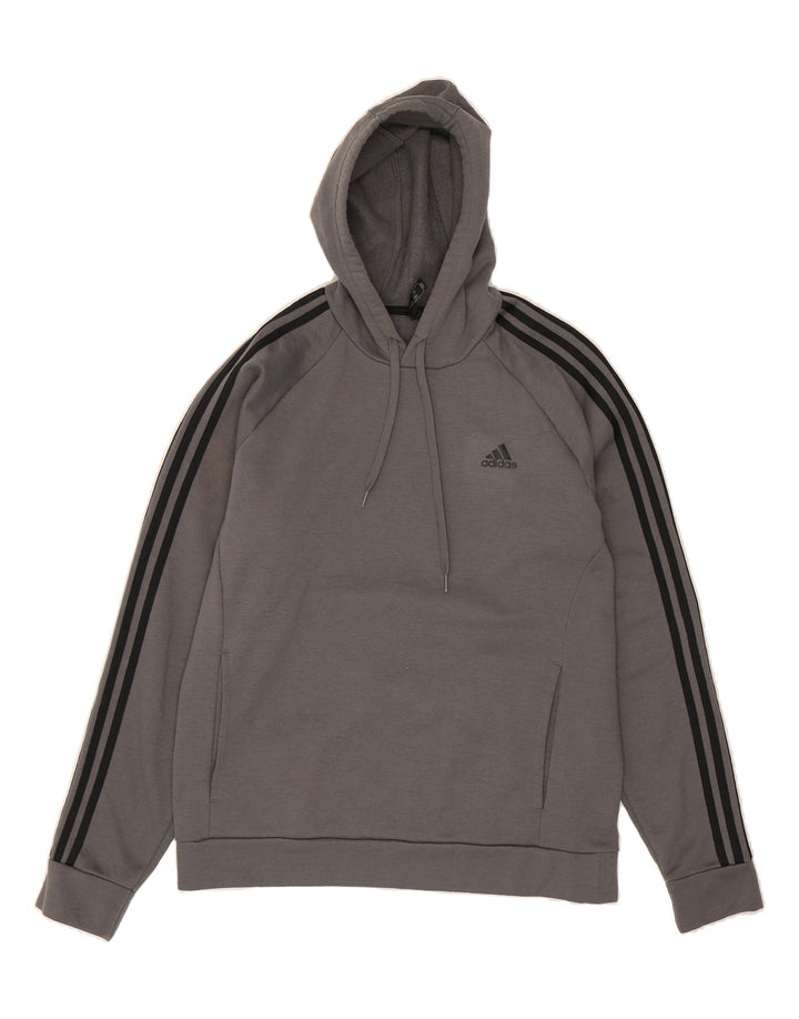 ADIDAS Mens Hoodie Jumper Large Grey Polyester Vintage Adidas and Second-Hand Adidas from Messina Hembry 