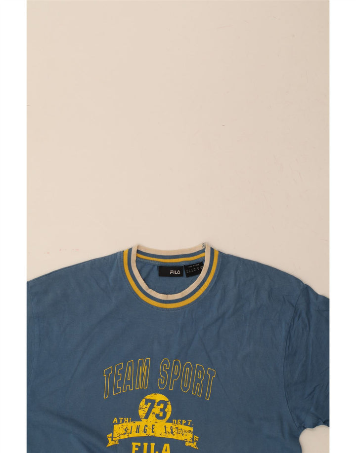 FILA Mens Graphic T-Shirt Top Medium Blue Cotton Vintage Fila and Second-Hand Fila from Messina Hembry 