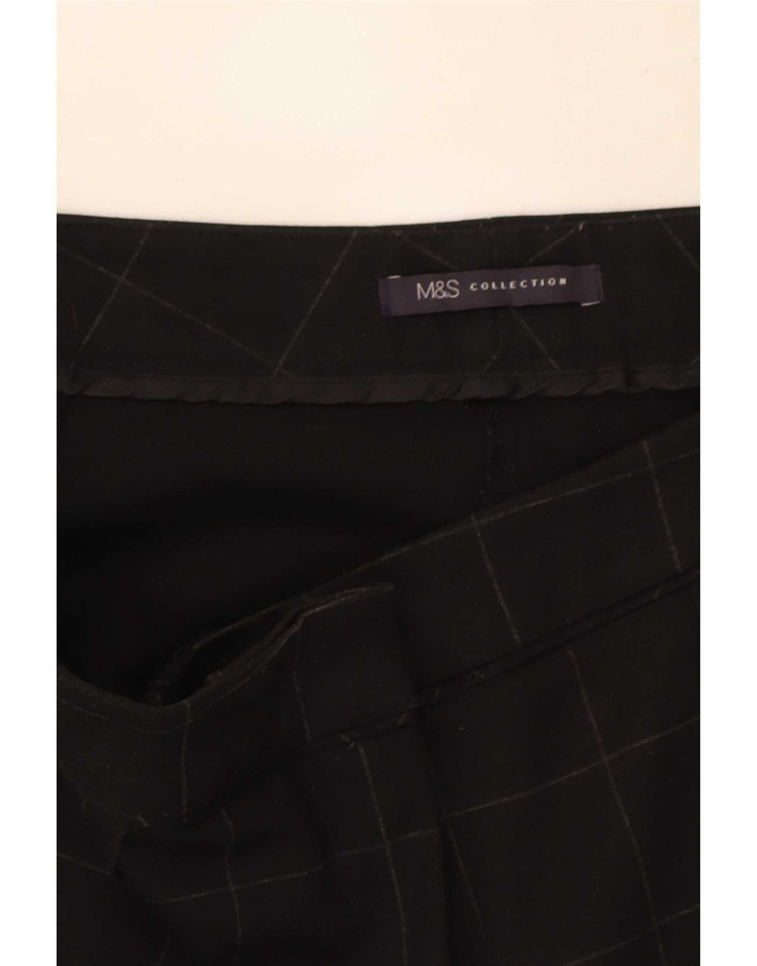 Marks & Spencer Womens Slim Casual Trousers W34 L29 Black Check