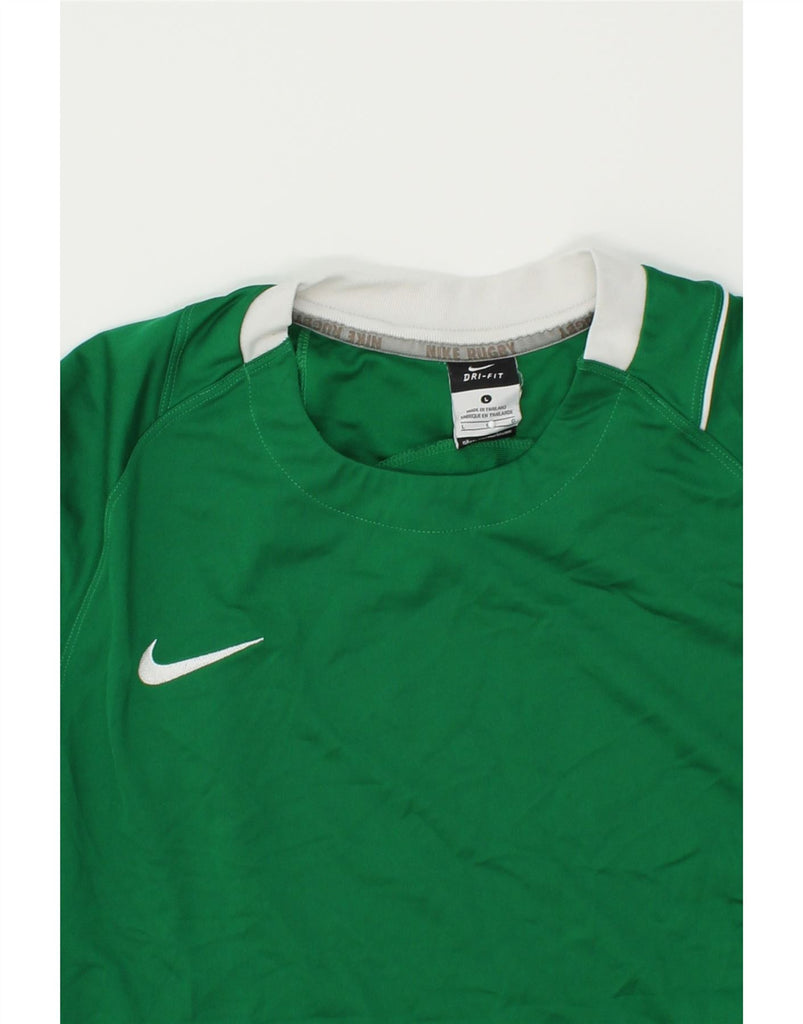 NIKE Mens Dri Fit T-Shirt Top Large Green Polyester | Vintage Nike | Thrift | Second-Hand Nike | Used Clothing | Messina Hembry 