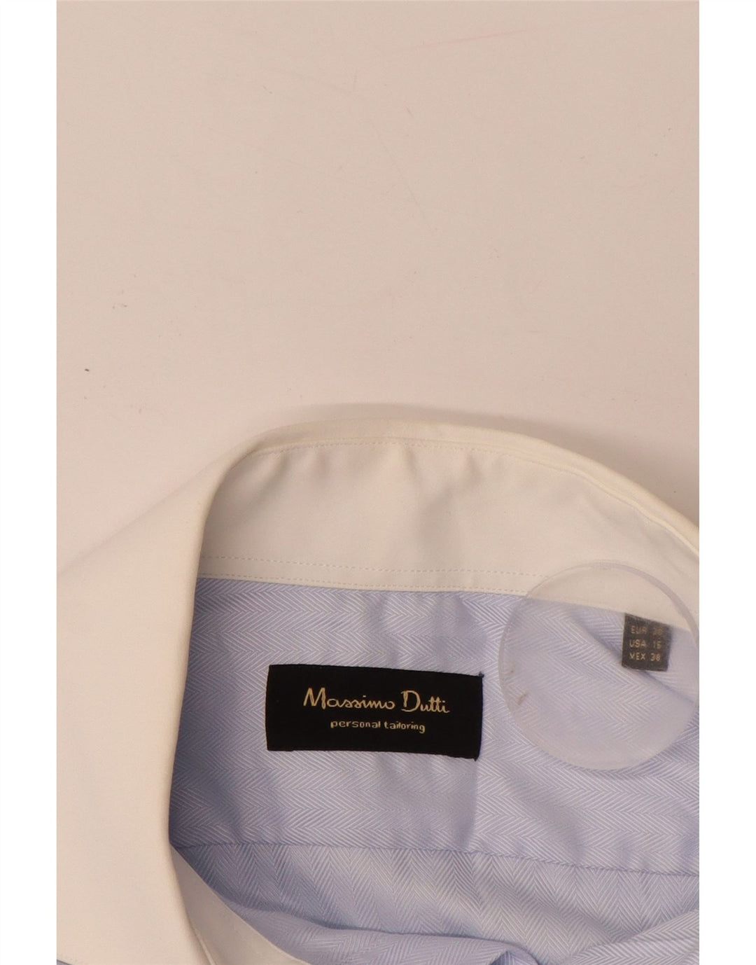 Massimo Dutti Mens Shirt Size 38 15 Medium Blue Herringbone