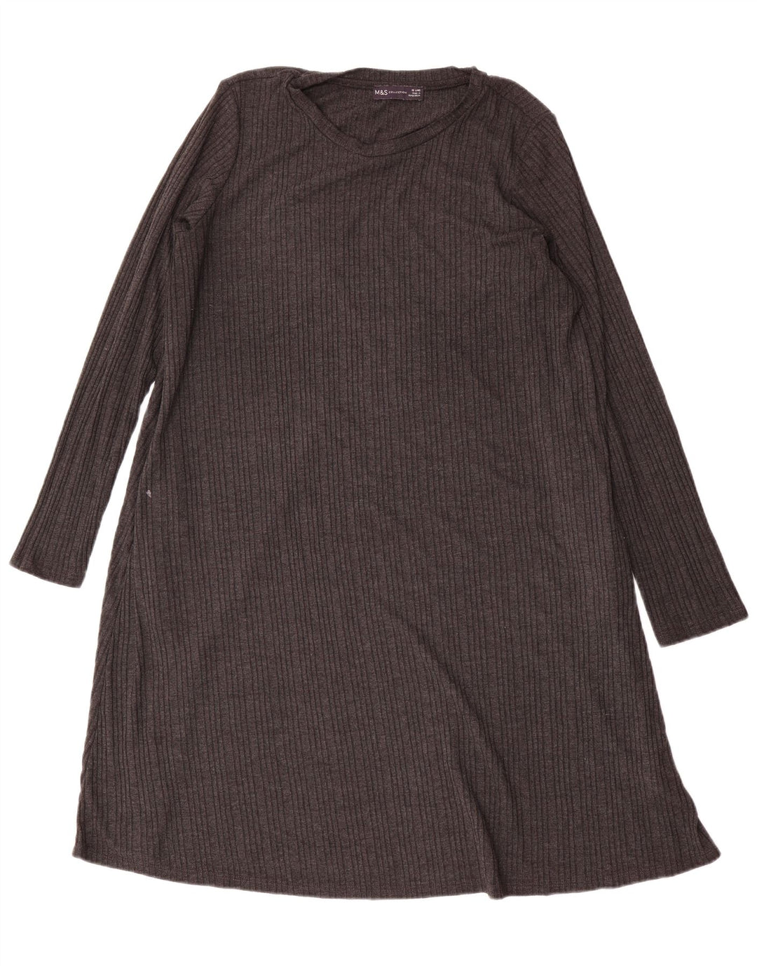 Marks & Spencer Womens Long Sleeve Jumper Dress UK 18 XL Grey Polyester
