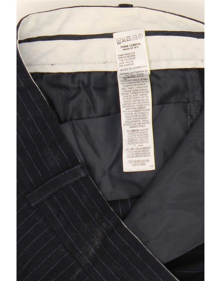Marks & Spencer Womens Suit Trousers UK 12 Medium W32 L27 Navy Blue