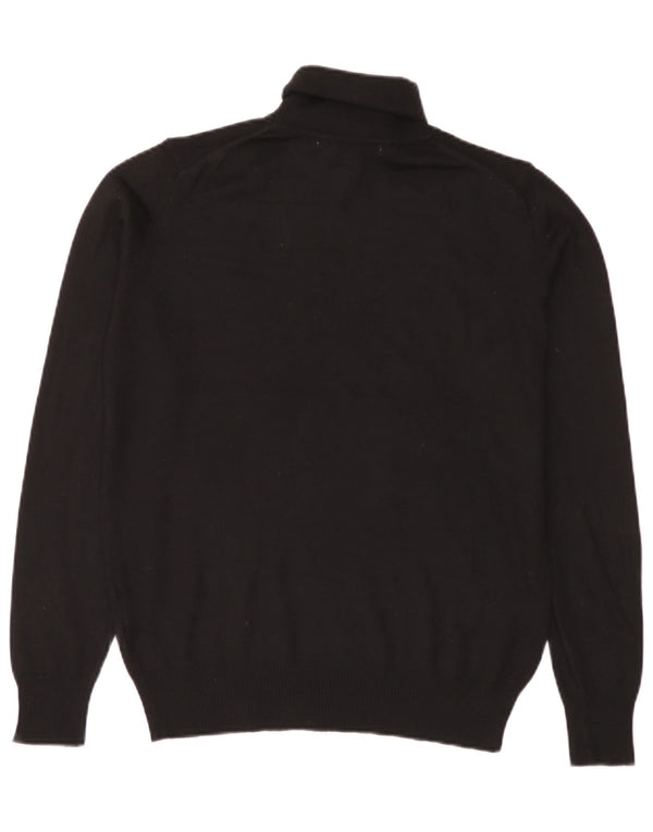 Zara Mens Roll Neck Jumper Sweater Medium Black Acrylic