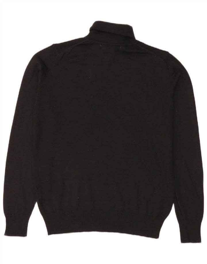 Zara Mens Roll Neck Jumper Sweater Medium Black Acrylic
