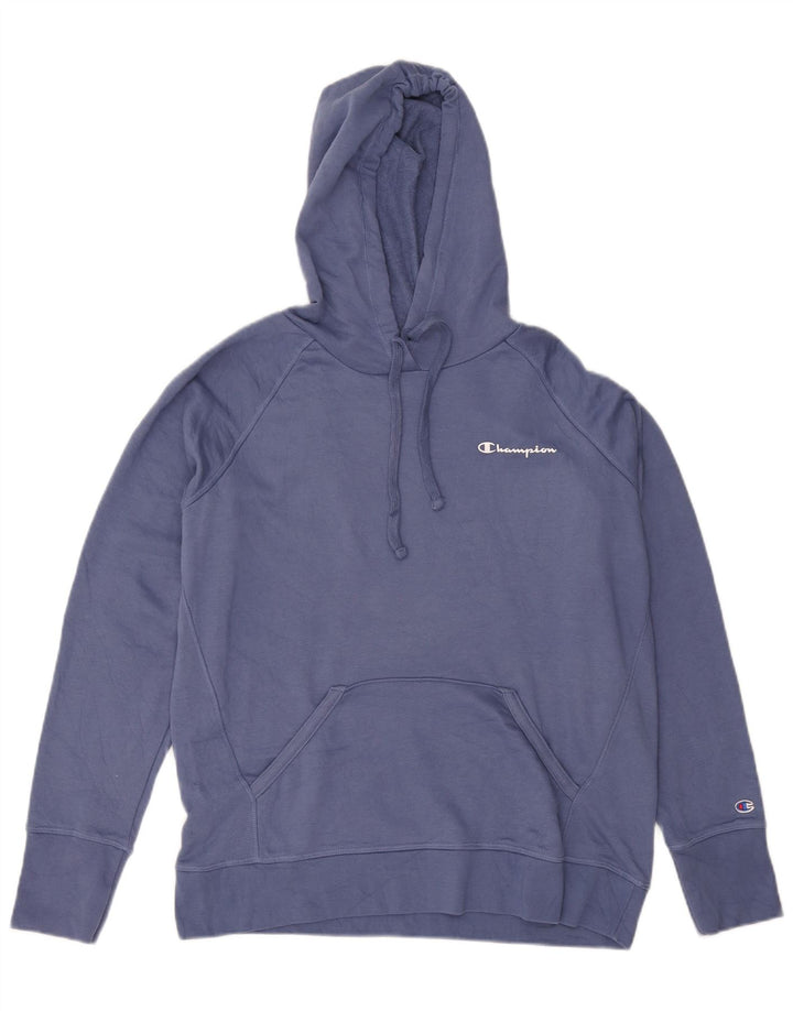 Champion Mens Hoodie Jumper Large Blue Cotton