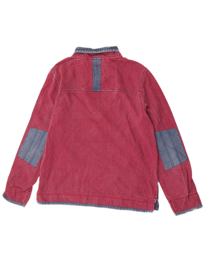 Fat Face Mens Zip Neck Sweatshirt Jumper Large Burgundy Colourblock Cotton