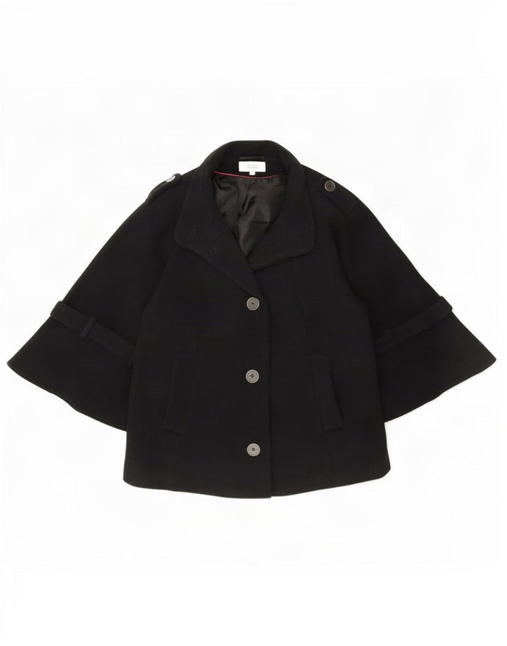 Marks & Spencer Womens 3/4 Sleeve Bomber Jacket UK 14 Large Black New Wool