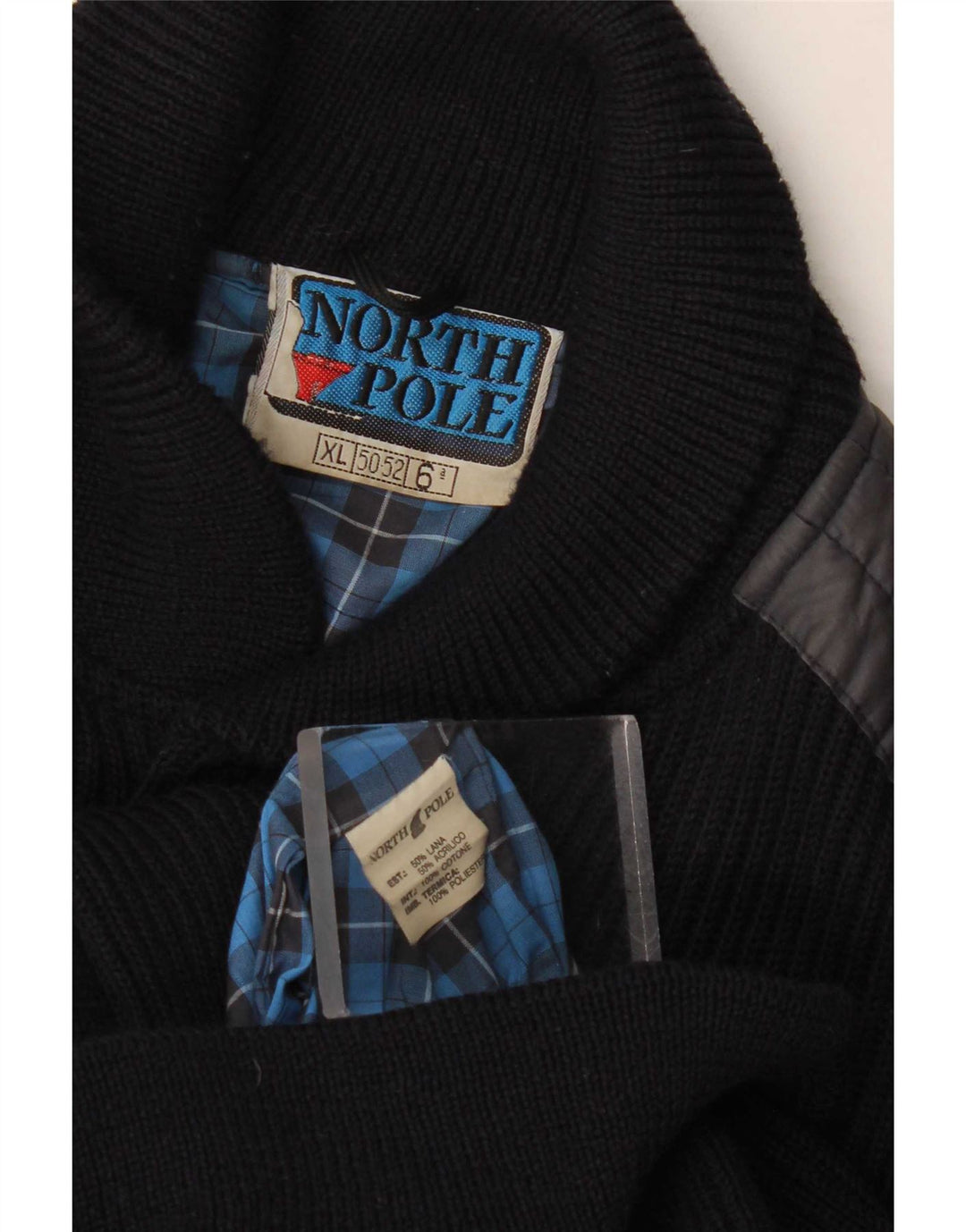 North Pole Mens Cardigan Sweater XL Navy Blue Wool