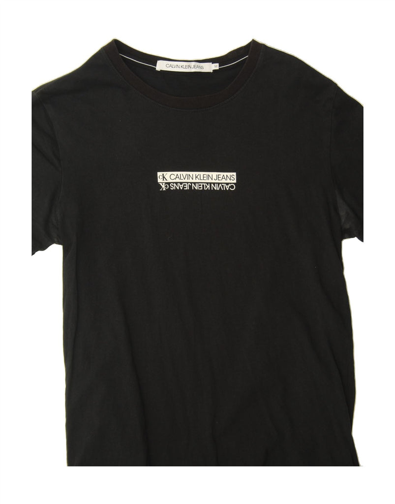 CALVIN KLEIN JEANS Womens Graphic T-Shirt Top UK 12 Medium Black Cotton Vintage Calvin Klein Jeans and Second-Hand Calvin Klein Jeans from Messina Hembry 