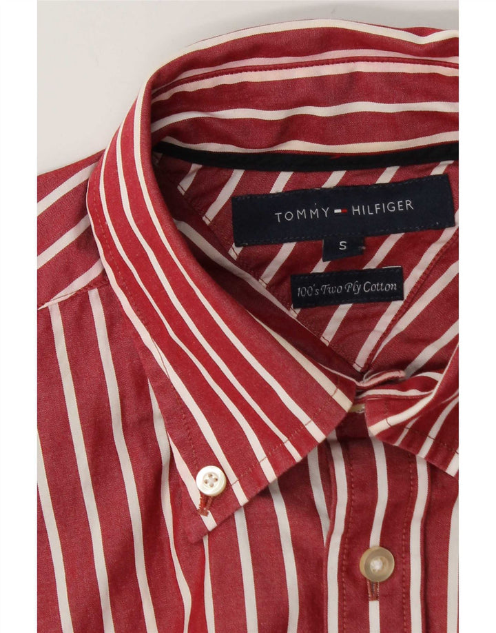 Tommy Hilfiger Mens Shirt Small Red Striped Cotton