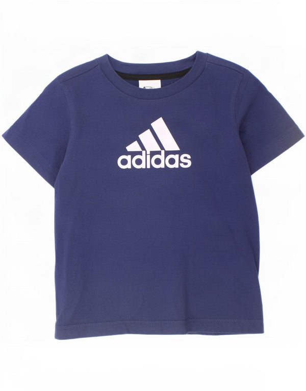 Adidas Boys Graphic T-Shirt Top 5-6 Years Navy Blue Cotton