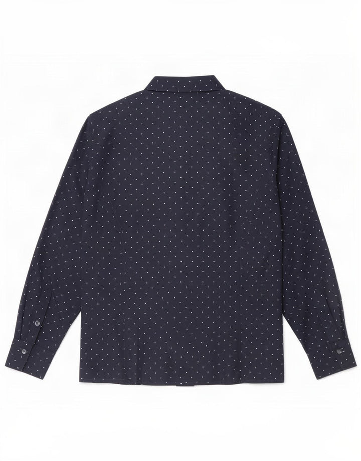 Vintage Womens Shirt UK 14 Medium Navy Blue Spotted