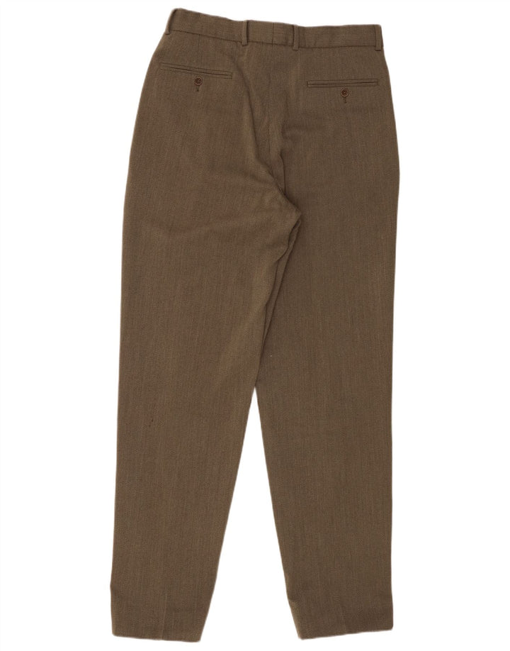 Marks & Spencer Mens Pegged Suit Trousers W32 L33 Khaki New Wool