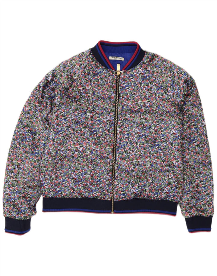 Scotch & Soda Womens Reversible Jacket UK 14 Medium Blue Floral