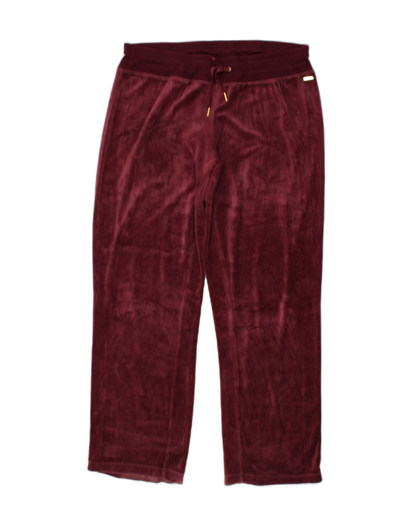 CALVIN KLEIN Womens Tracksuit Trousers UK 18 XL Burgundy Cotton | Vintage Calvin Klein | Thrift | Second-Hand Calvin Klein | Used Clothing | Messina Hembry 