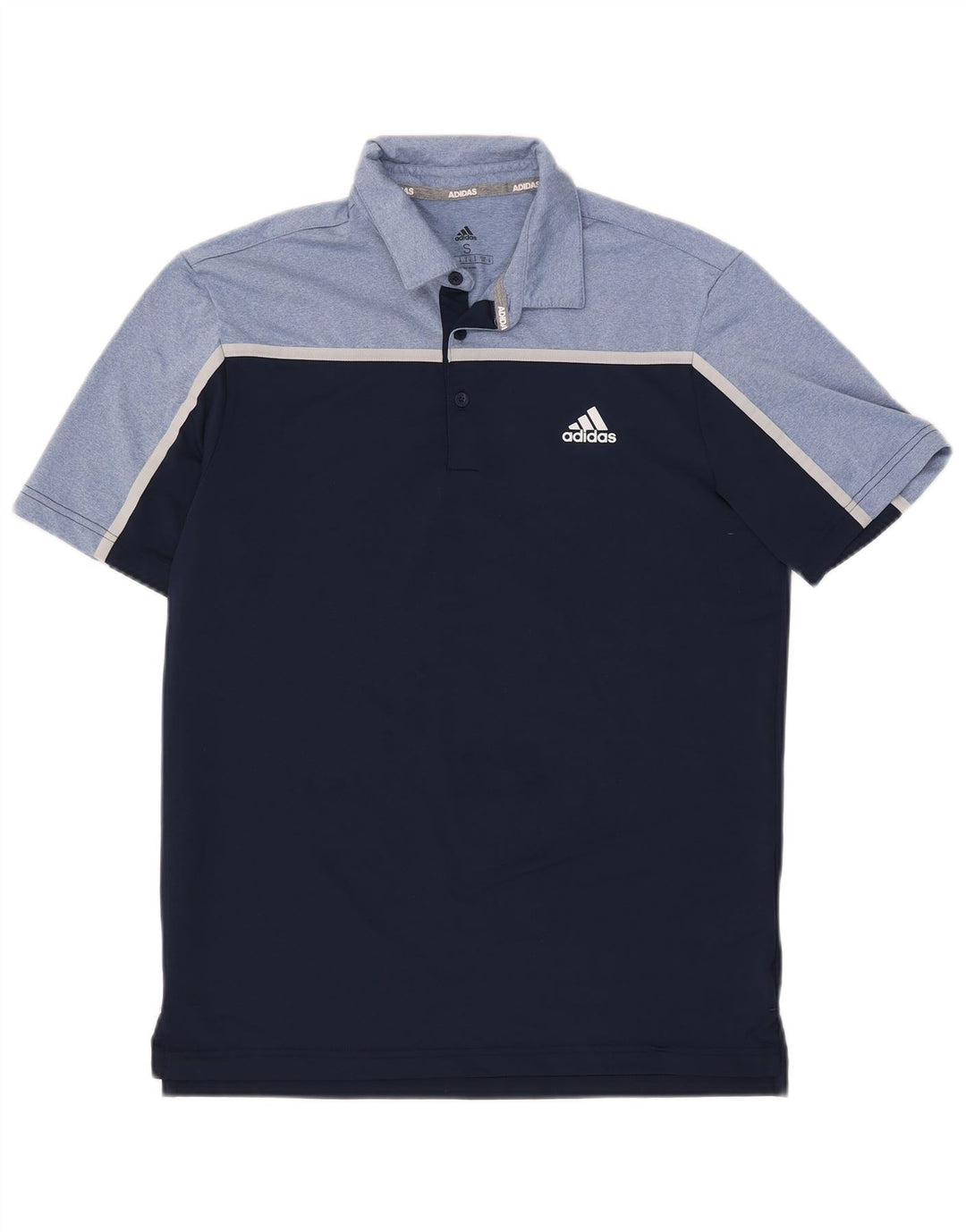 Adidas Mens Polo Shirt Small Navy Blue Colourblock Polyester