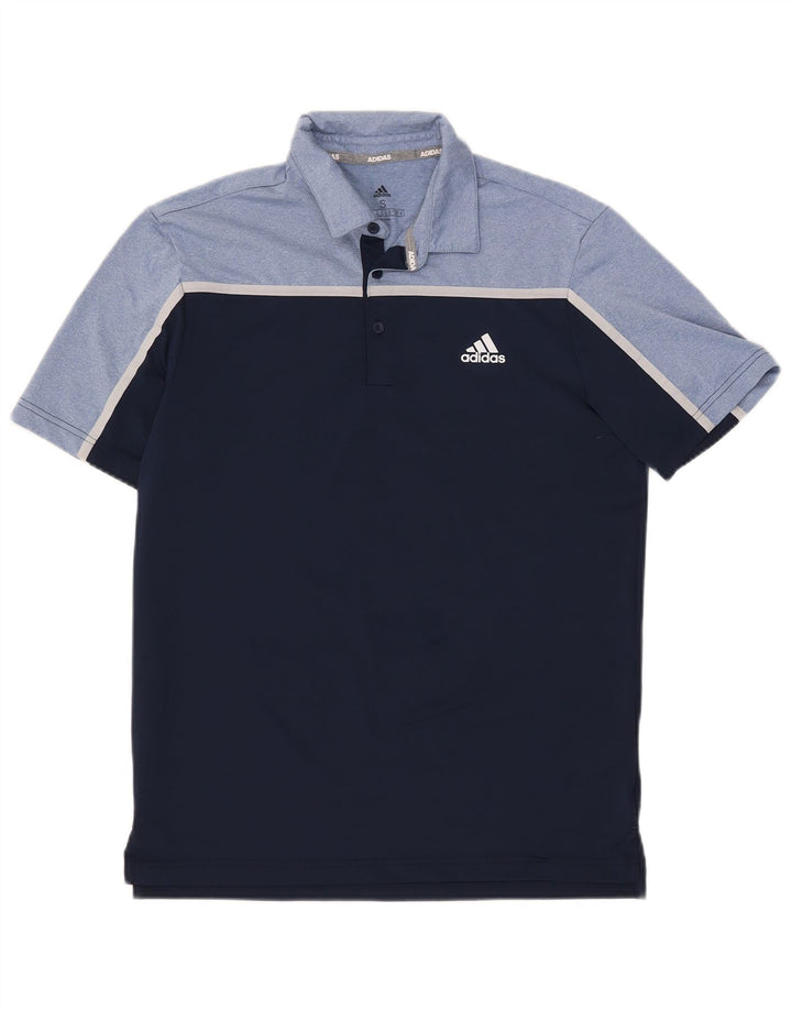 Adidas Mens Polo Shirt Small Navy Blue Colourblock Polyester