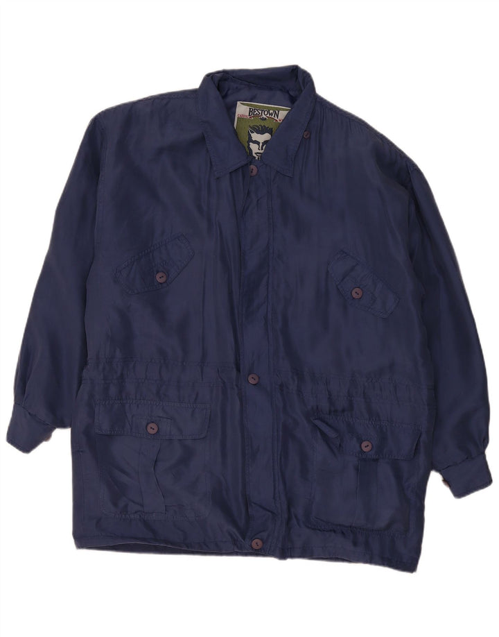 Vintage Mens Loose Fit Utility Jacket UK 36 Small Blue Silk