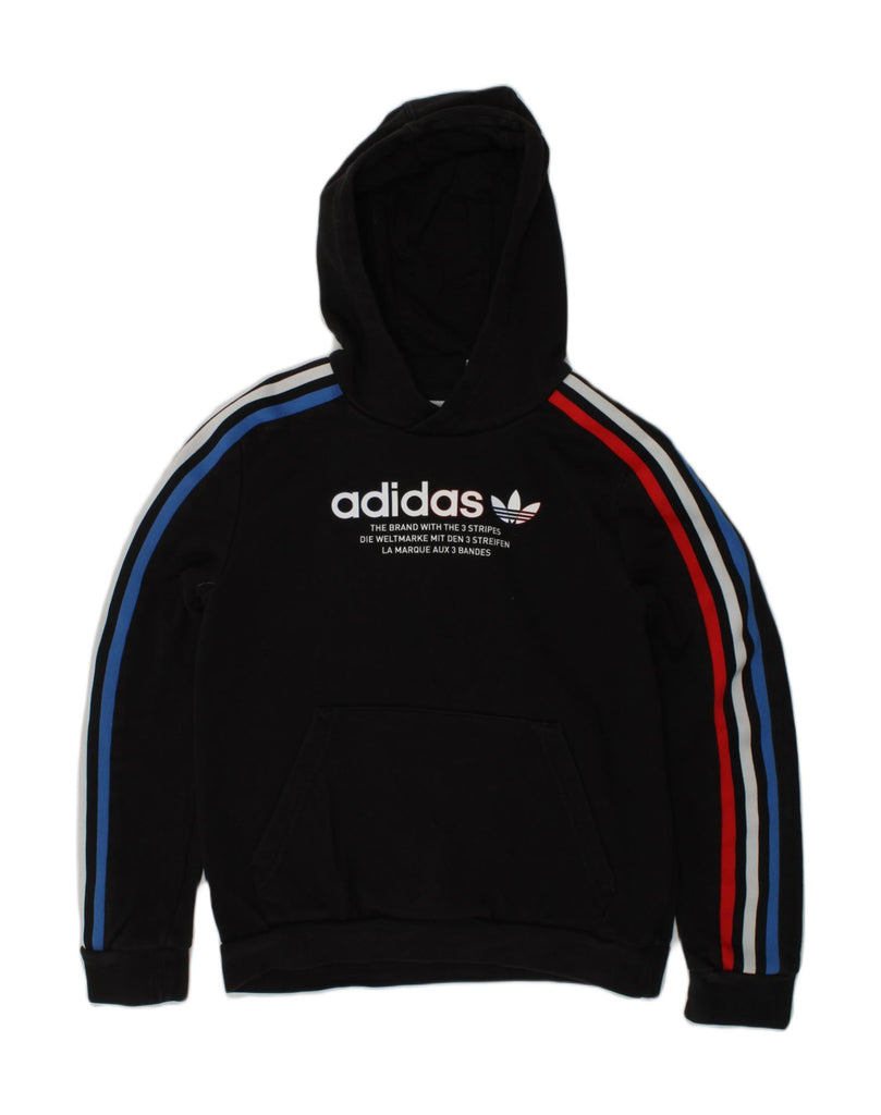 ADIDAS Boys Graphic Hoodie Jumper 10-11 Years Black Cotton | Vintage Adidas | Thrift | Second-Hand Adidas | Used Clothing | Messina Hembry 