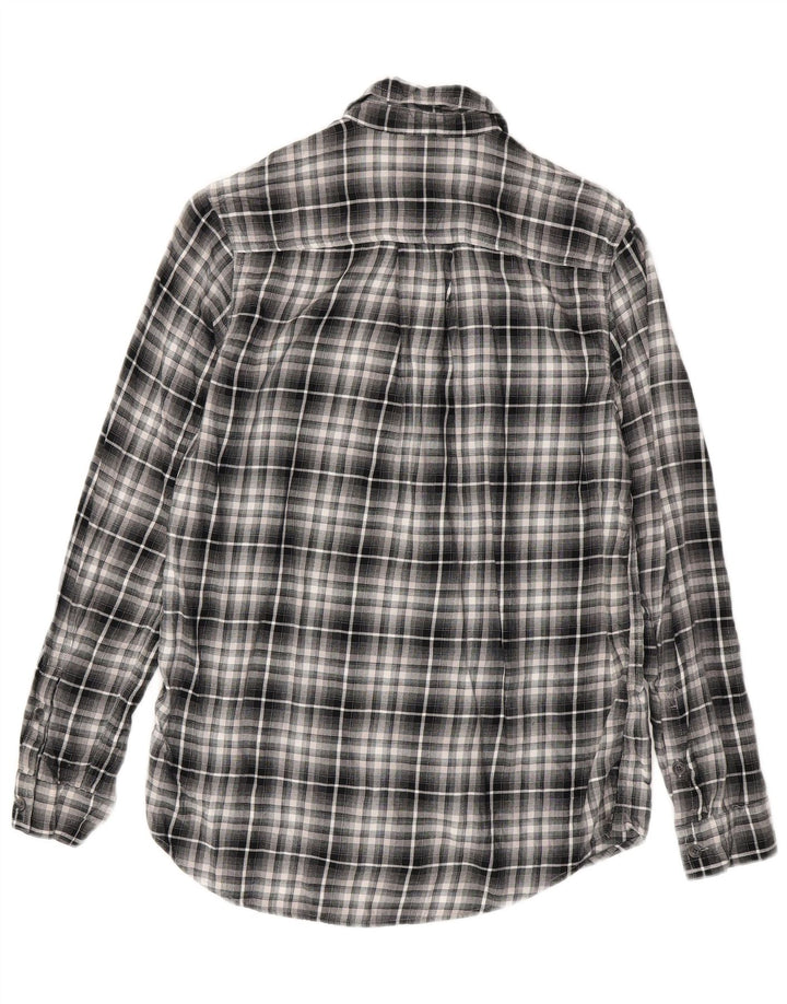 EDDIE BAUER Womens Flannel Shirt UK 6 XS Black Check Rayon