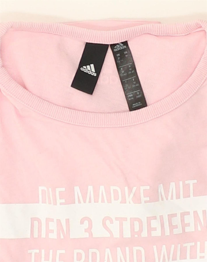ADIDAS Womens Graphic T-Shirt Top UK 12/14 Medium Pink | Vintage Adidas | Thrift | Second-Hand Adidas | Used Clothing | Messina Hembry 