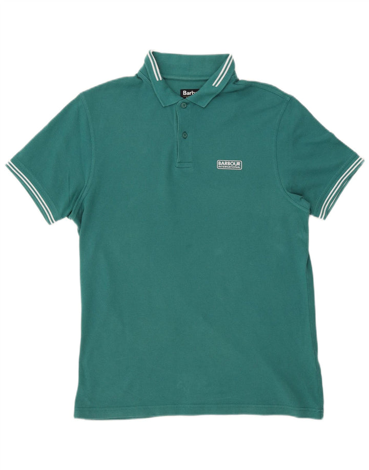 BARBOUR Mens Polo Shirt Medium Green Cotton