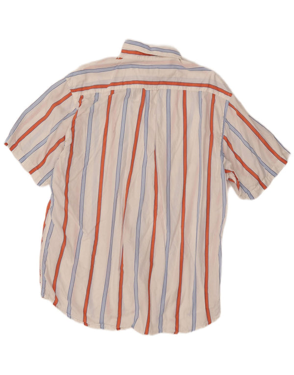 ENRICO COVERI Mens Short Sleeve Shirt Size 42 Large White Striped