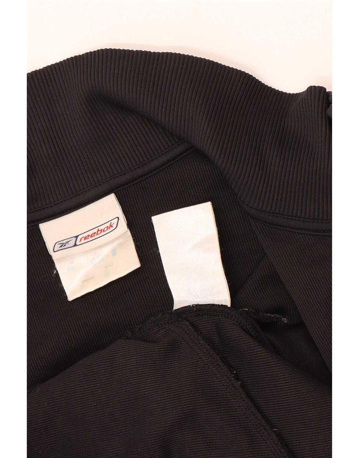 Reebok Womens Tracksuit Top Jacket UK 12 Medium Black Nylon