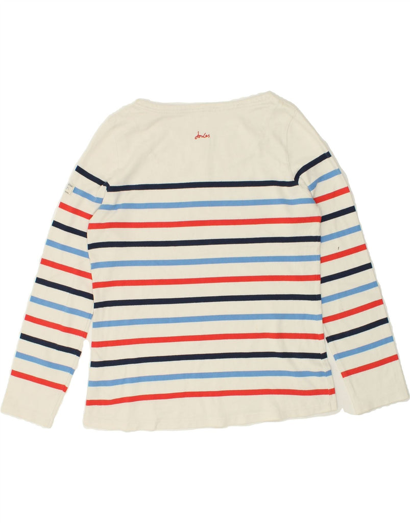 JOULES Womens Top Long Sleeve UK 12 Medium  White Striped Cotton | Vintage Joules | Thrift | Second-Hand Joules | Used Clothing | Messina Hembry 