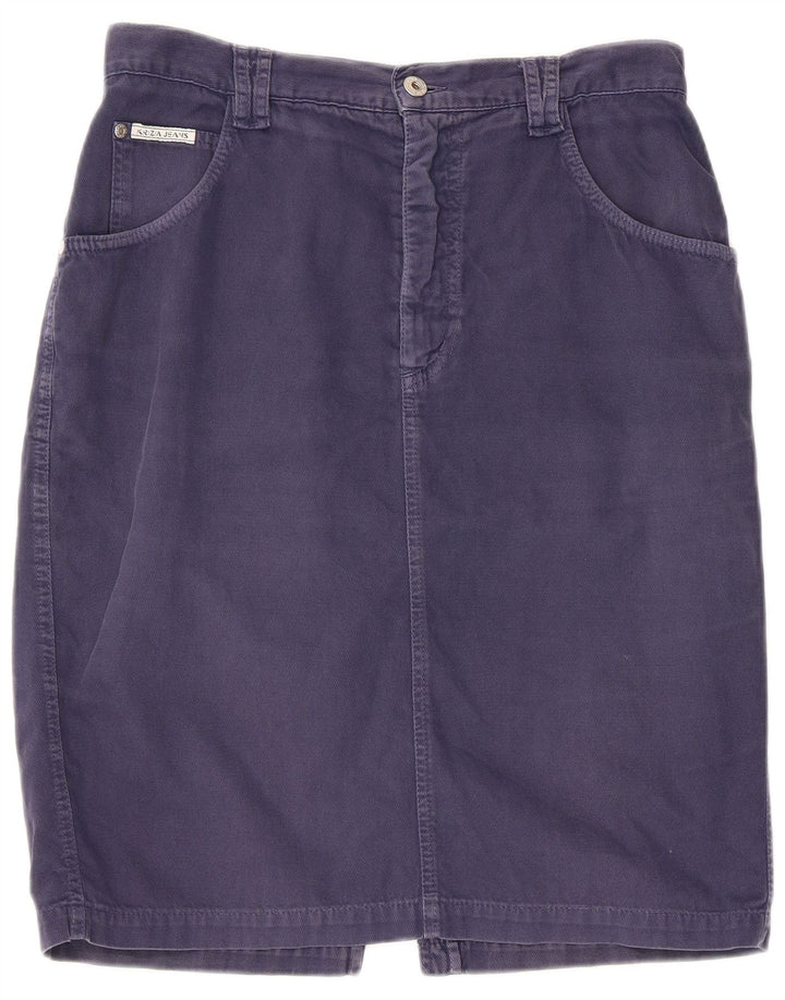 Krizia Womens Denim Skirt W33 Large Navy Blue Cotton
