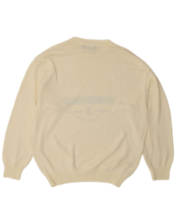 Malagrida Mens Graphic Crew Neck Jumper Sweater XL Beige Cotton